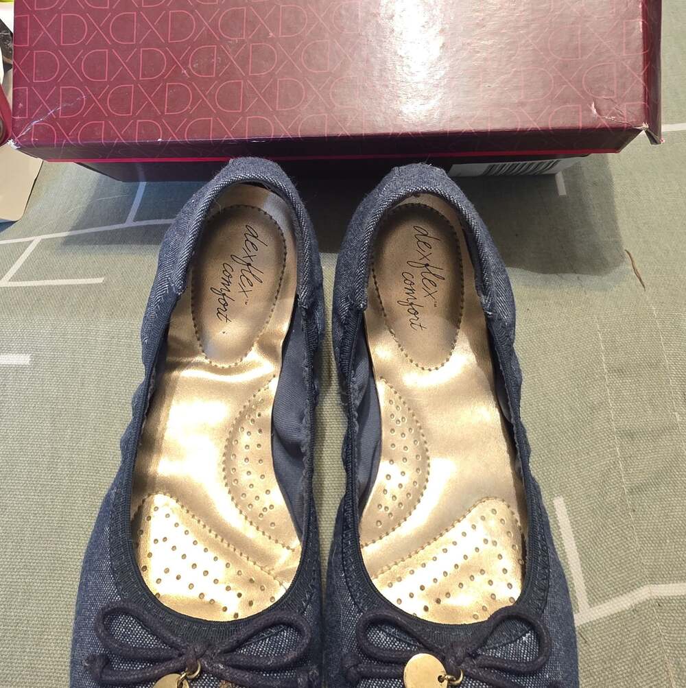 Dexflex Comfort Caroline Denim Blue Bow Ballet Flats